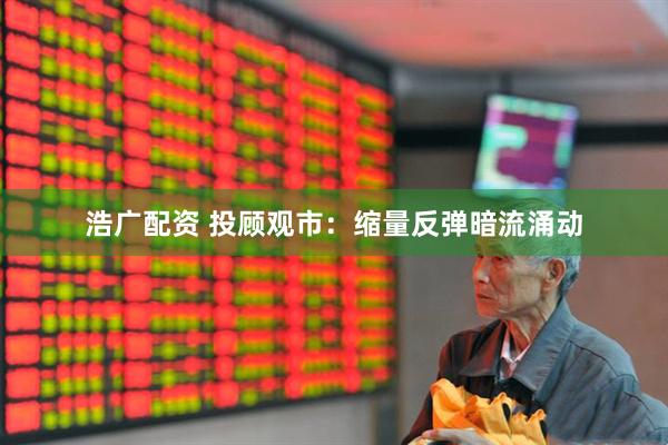 浩广配资 投顾观市：缩量反弹暗流涌动